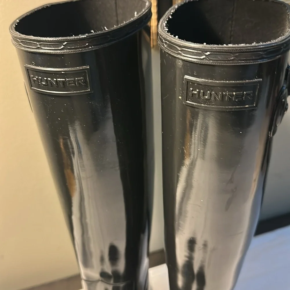 Hunter Black Tall Rain Boots - Picture 3 of 17